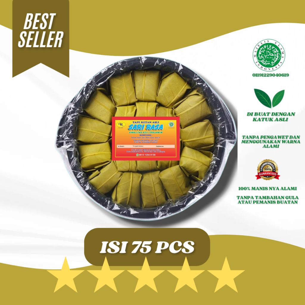 Tape Ketan Sari Rasa Oleh Oleh Khas Kuningan Asli - Manis Legit & Fresh Kemasan Ember Sedang ( isi 7