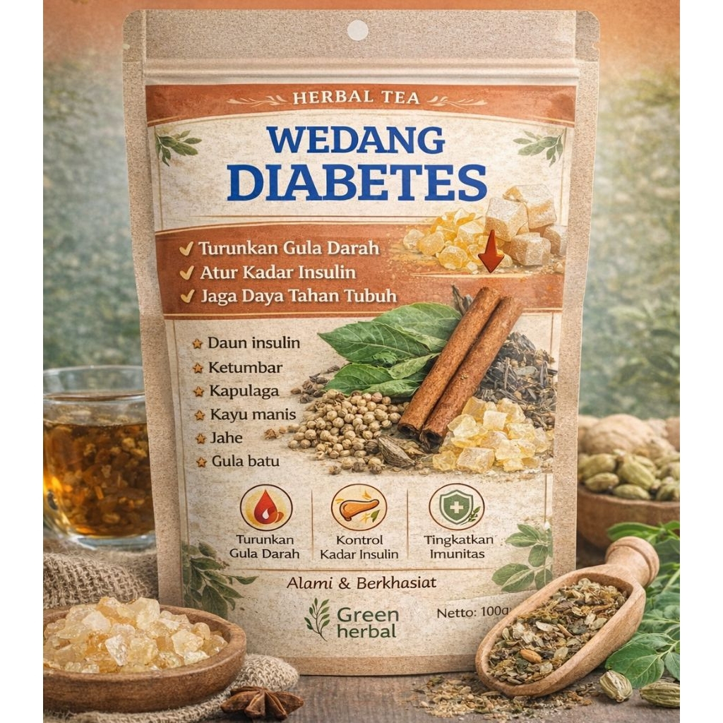 Wedang Diabetes Herbal Premium 100% Alami – Teh Herbal Bantu Menjaga Gula Darah & Kadar Insulin