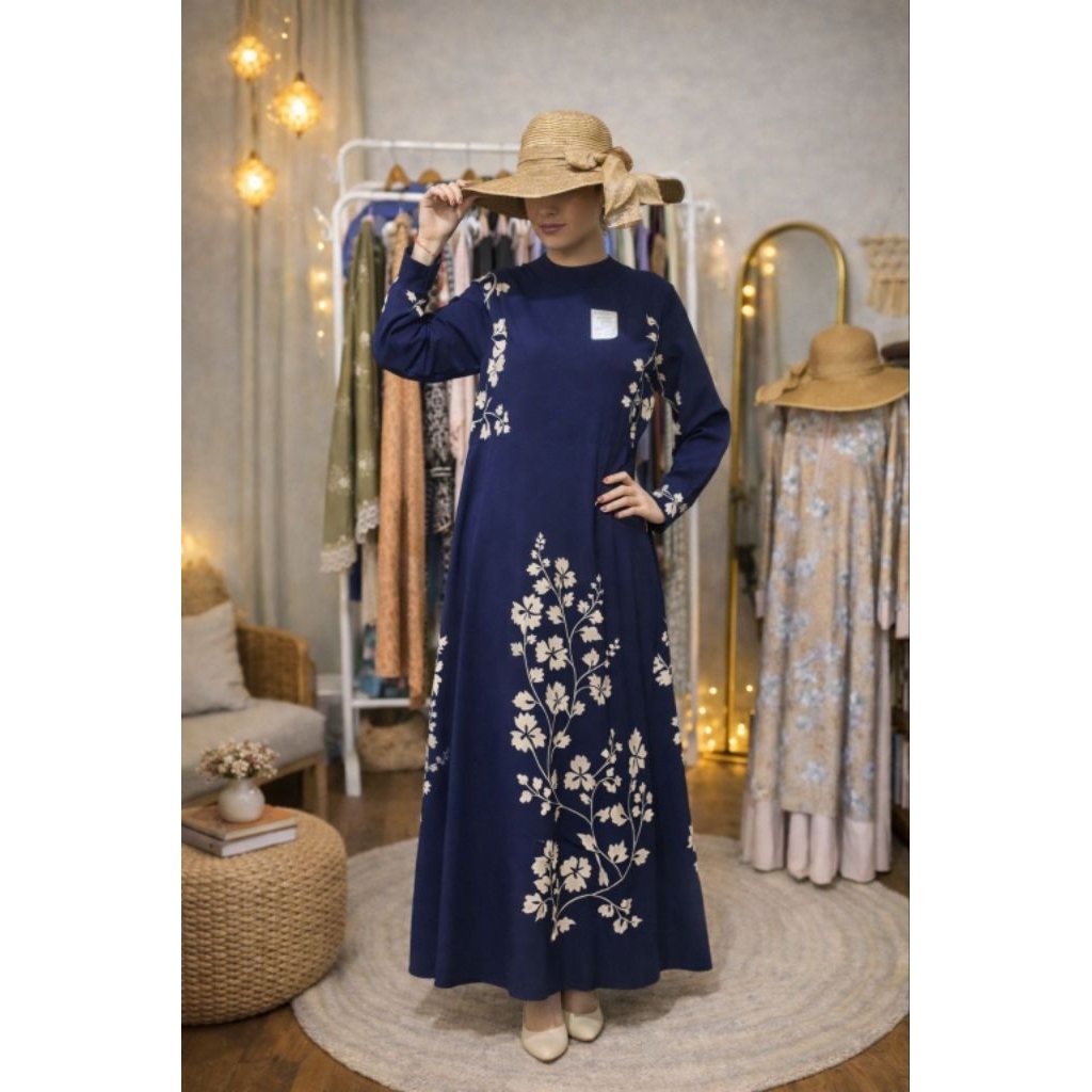 Gamis Ceruti Premium Motif Bunga