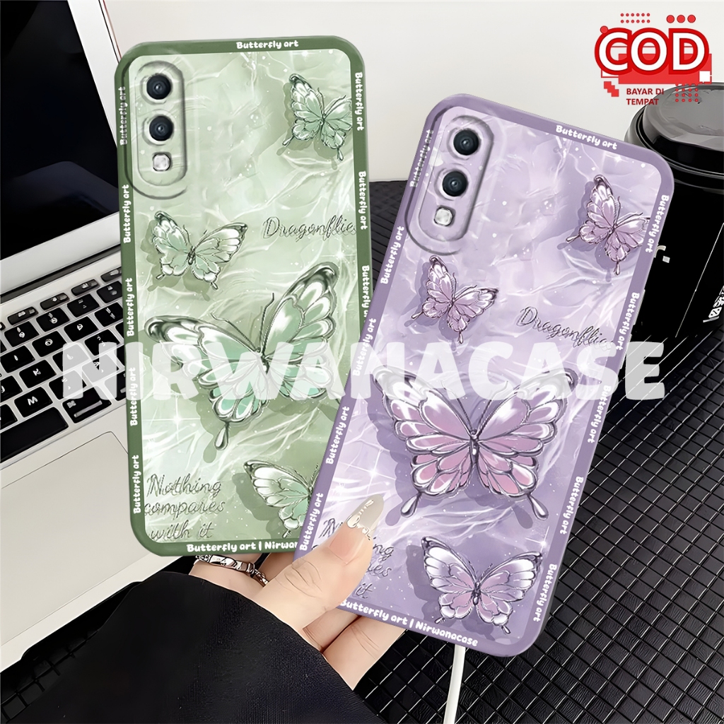 Case Hp Samsung A02 - Casing Samsung M02 Fashion Case Cewek Motif Kupu - Kupu Case Bumper Lentur