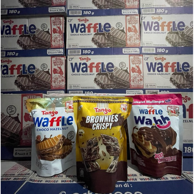 [1 DUS] Tango Waffle 3 Varian Rasa 180g (Isi 6 Pouch) - Snack Wafer Coklat Murah Grosir