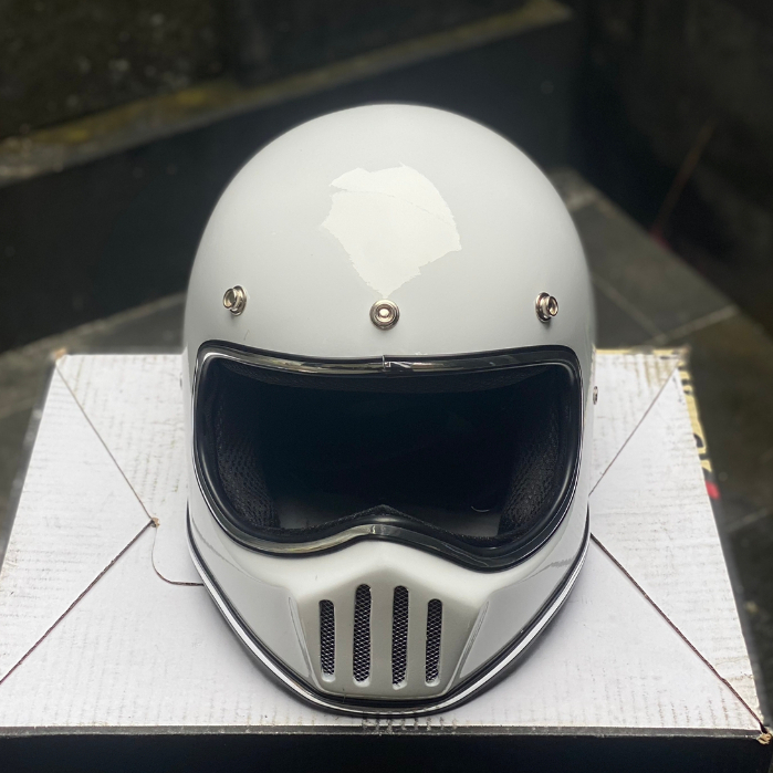Helm Cakil Custom Retro Putih