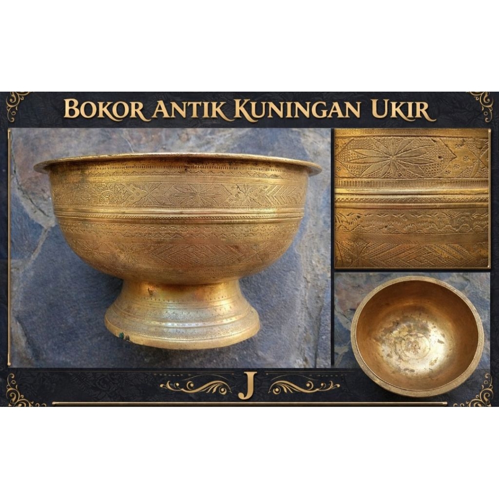BOKOR ANTIK KUNINGAN UKIR (J)