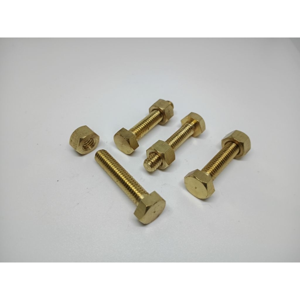 Baut Mur KUNINGAN M6x30 Panjang 30cm Kunci 10