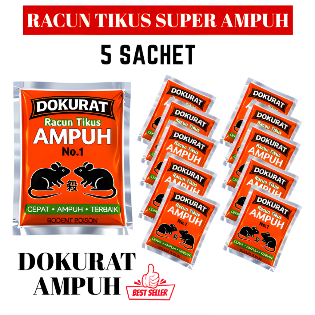 5 PCS Racun Tikus Mati Kering  Obat Tikus Super Ampuh Tikus Mati Tidak Bau Beras Merah Dokurat