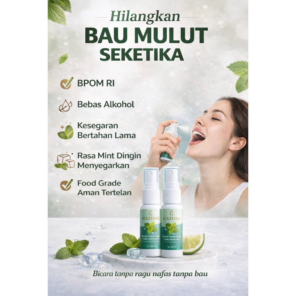 Gazdag Double Mint Care Paket 2 Mouth Spray Sensasi Segar & Dingin Tahan Lama|Parfum mulut|menghilan