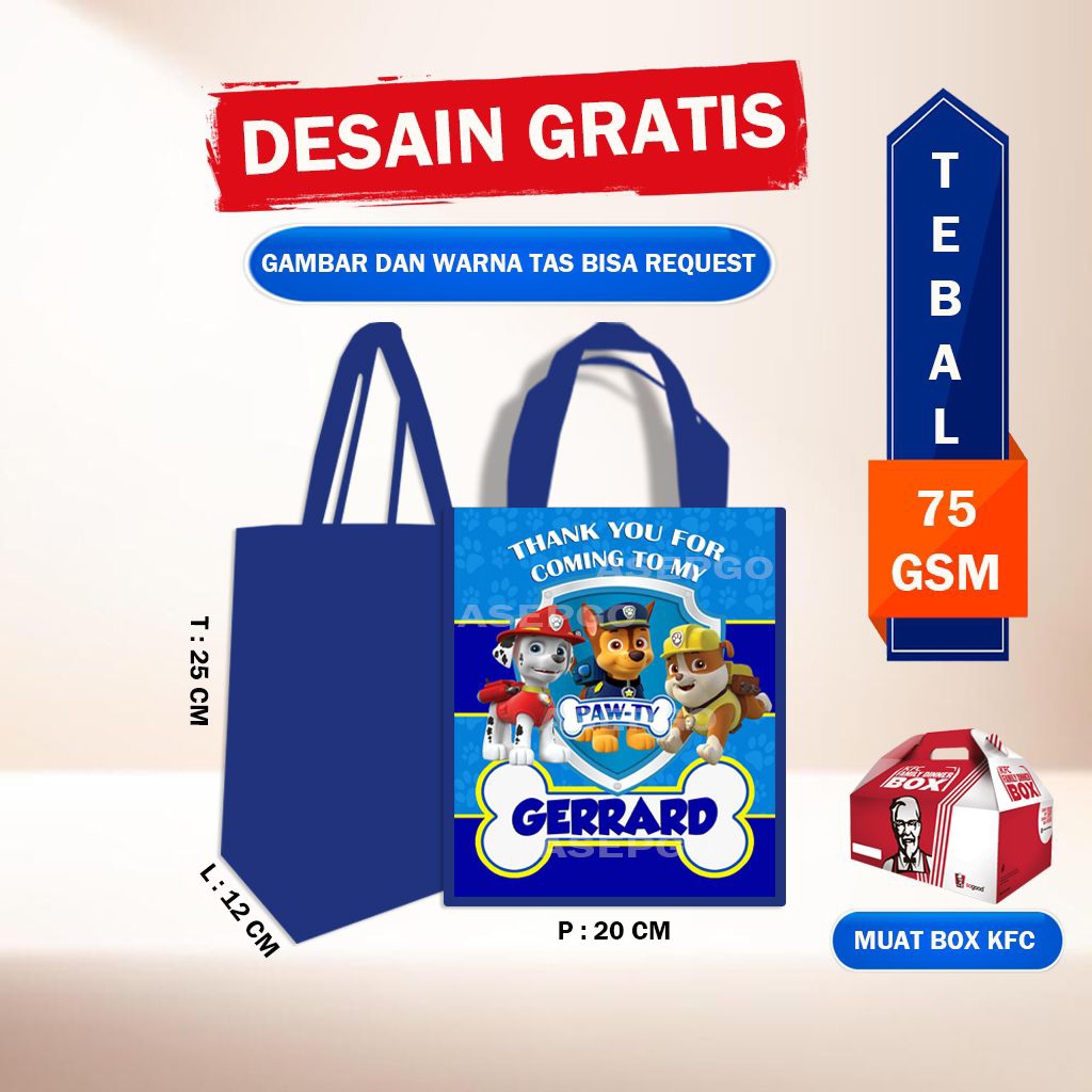 Tas ultah paw patrol/siuvenir tas ultah paw patrol