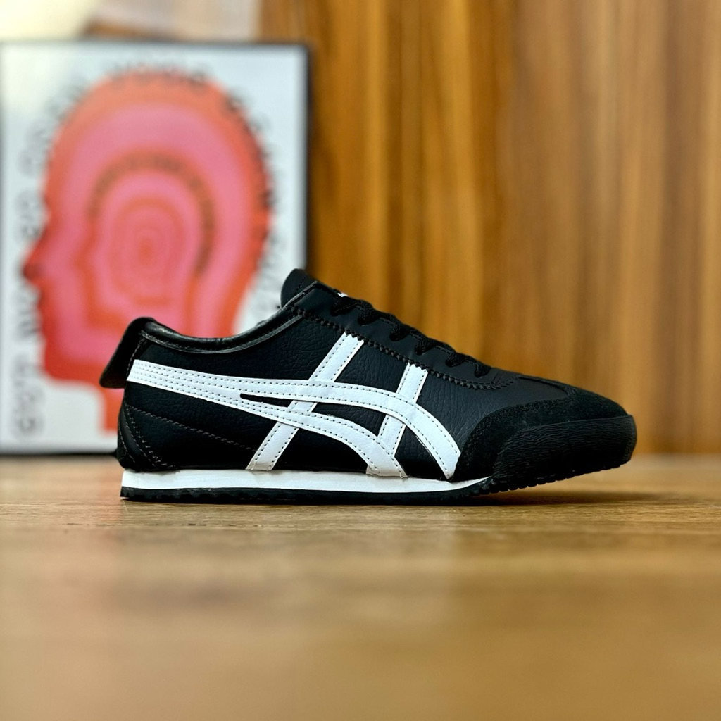Sepatu Onisuka Tiger Mexico 66 Hitam Putih Premium Spatu Sneakers Onitsuka Black List White Flat Cas