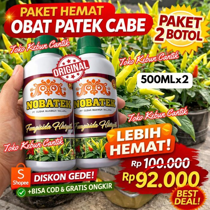 Obat Patek Cabe Ampuh NOPATEK 500ml x2 Botol – Fungisida Antraknosa Cabe Busuk Buah