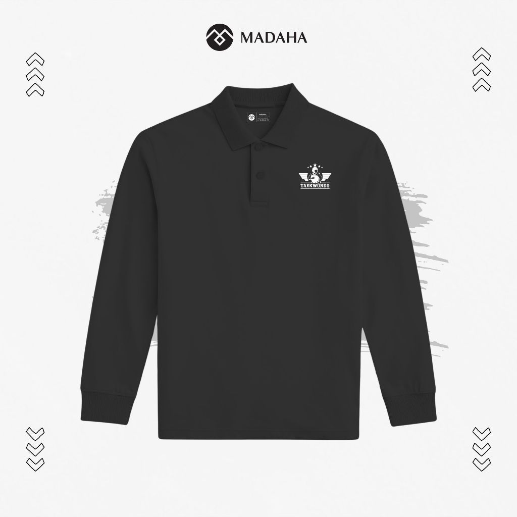 TaMadaha Polo Shirt Kaos Kerah Lengan Panjang Taekwondo Shinra Dojo