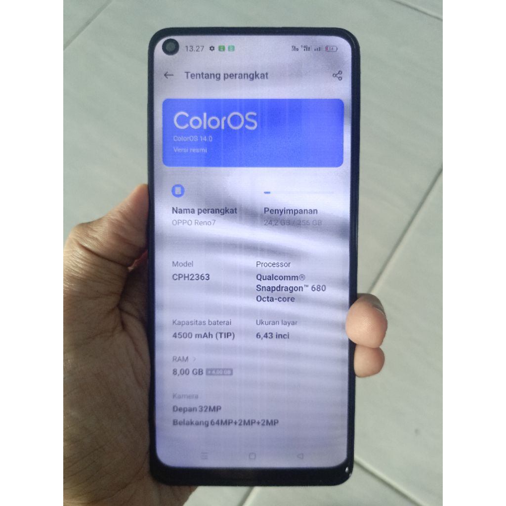 mesin oppo reno 7 8/256 + unit seadanya