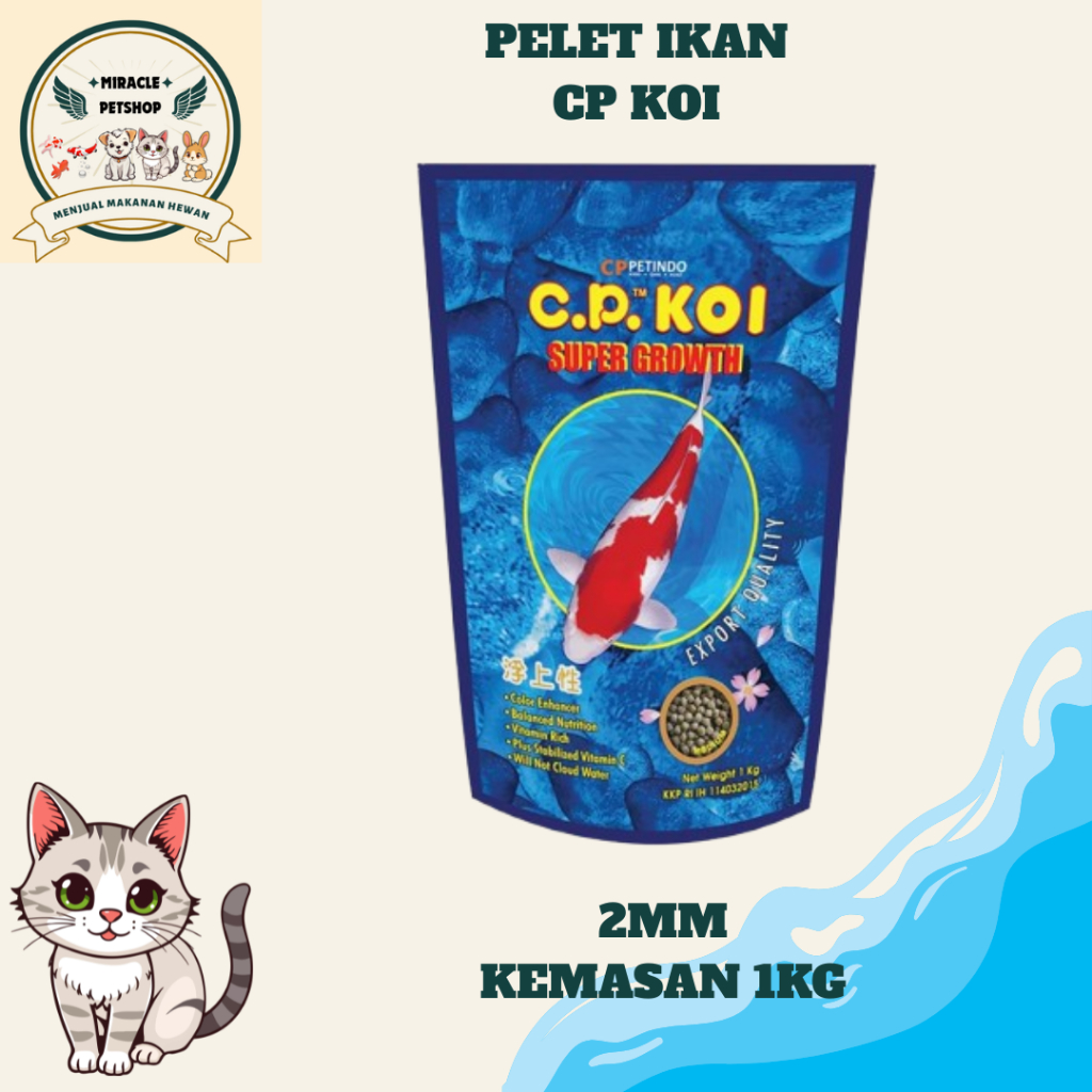 Pelet Ikan Takari 1Kg 2mm Freshpack – Pakan Ikan Koi, Mas, Louhan, Nila Berkualitas | Miracle Petsho