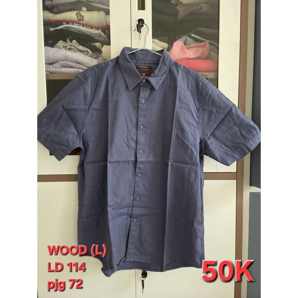 kemeja pria WOOD biru