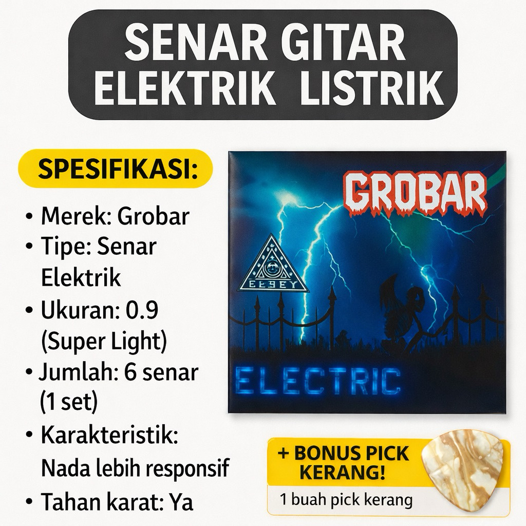 Senar Tali Gitar Elektrik Listrik Merek Grobar Original