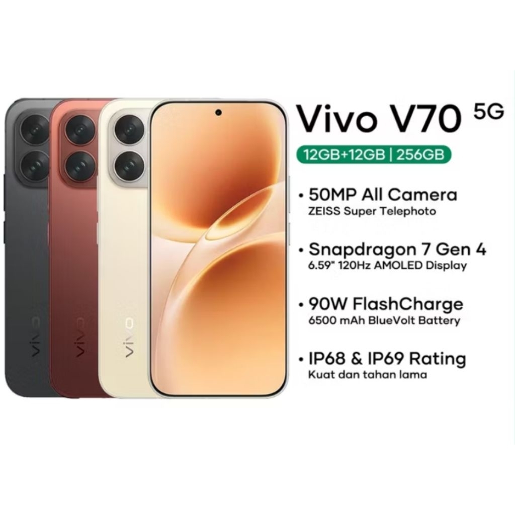 New Arrival VIVO V70 5Gb Ram 12GB+12GB/256GB Big Baterai Garansi Resmi