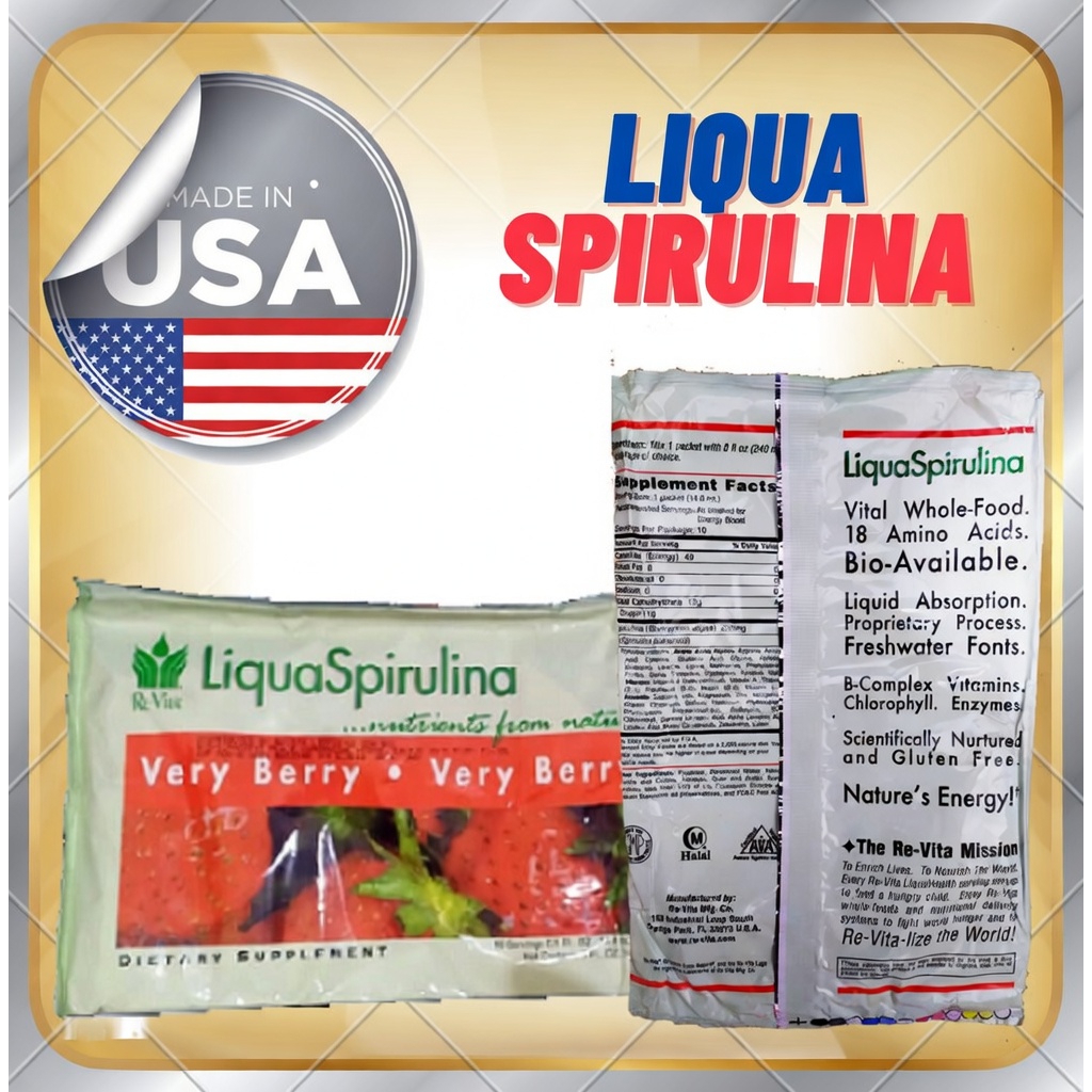 Liqua Spirulina Very Berry LS ReVita Original USA Kemasan ekonomis isi 5 sachet