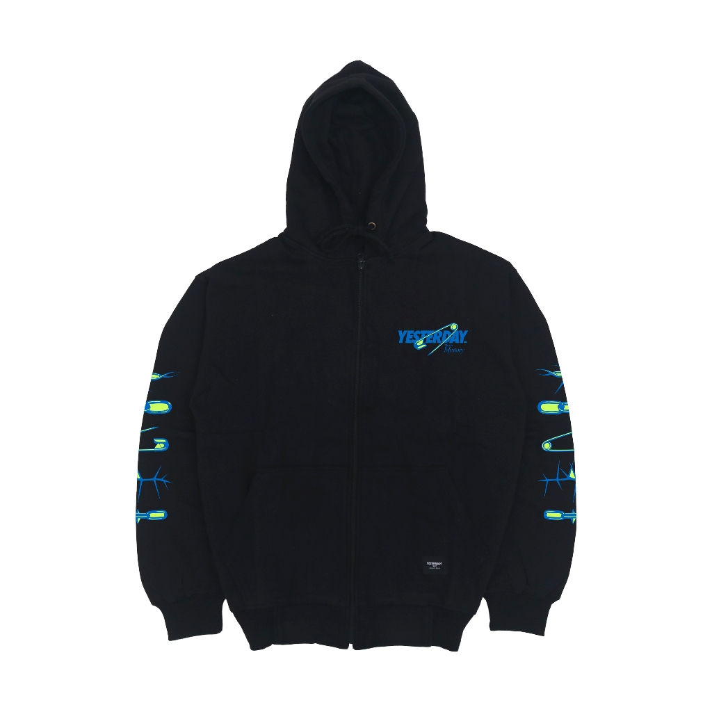Yesterday – Jaket Hoodie Zipper Distro Pria Wanita Kece Tebal Sweater Premium Original Hitam Brooch