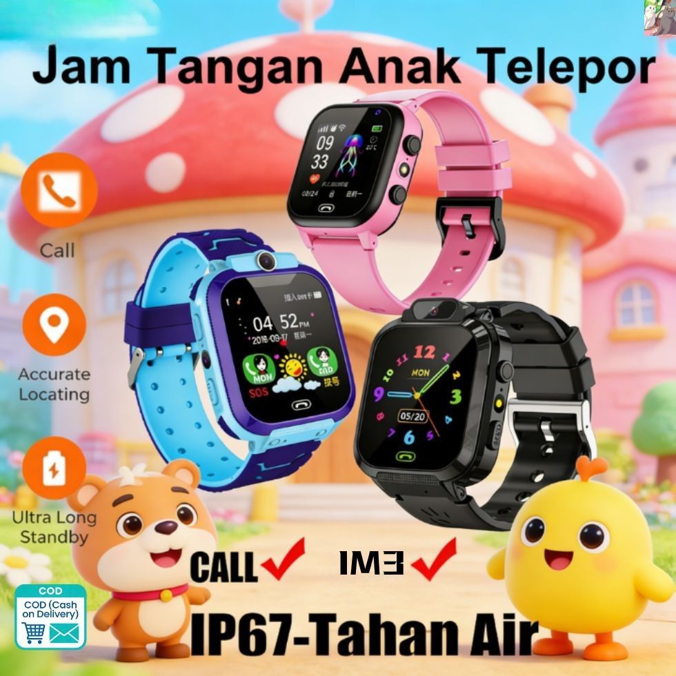 100% ROI asli Smartwatch Anak Tahan Air, ip67 Smartwatch Telepon Anak Digital dengan GPS, Panggilan 