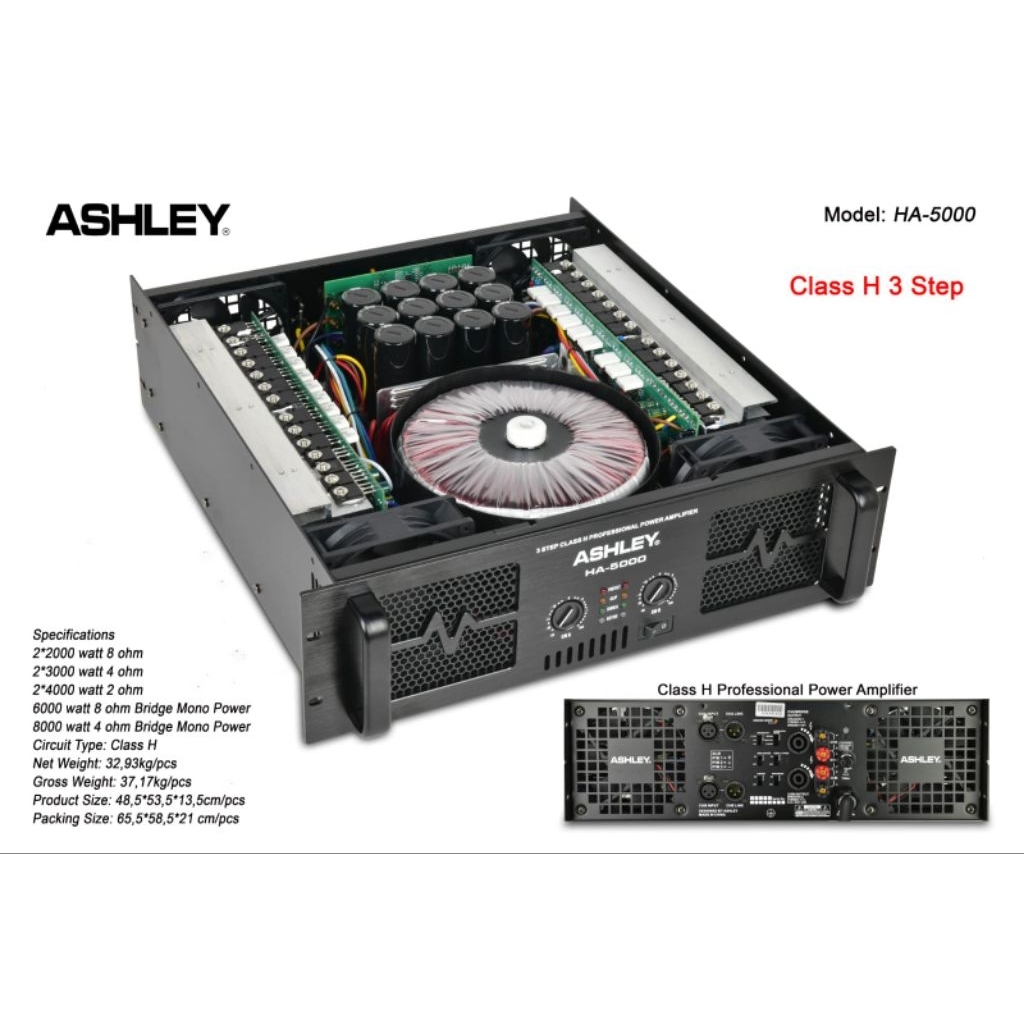 POWER ASHLEY Power HA5000 CLASS H 3 STEP/ power ha5000 class h profesional power amplifier