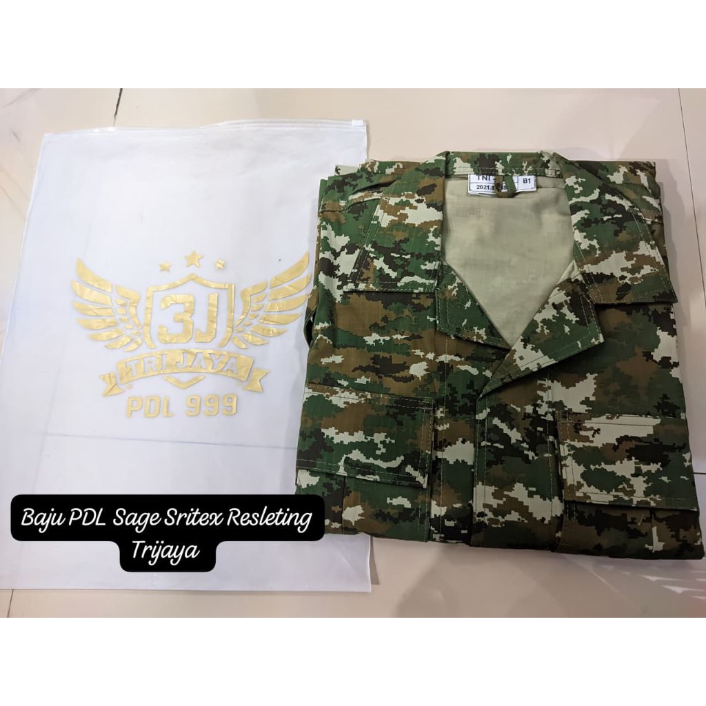 BAJU PDL TNI TERBARU (PRODUKSI) MERK TRIJAYA 999 BAHAN SRITEX (RESETING).