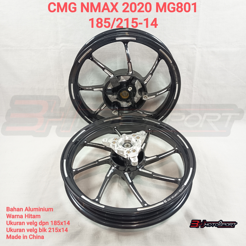 VELG CMG MOTOR NMAX 2020 MG801 185/215 RING 14 HITAM ; SILVER