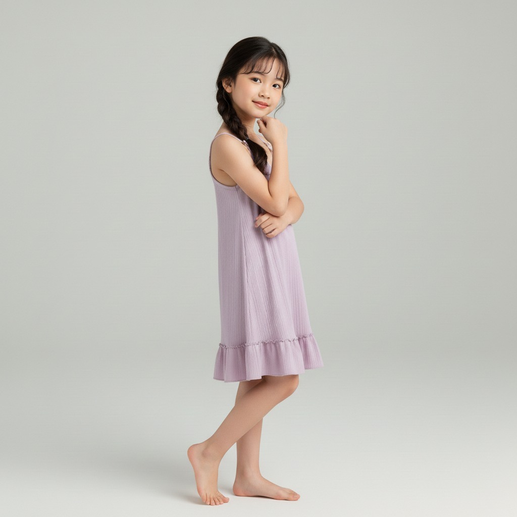 PAKAIAN ANAK PEREMPUAN DRESS RUFFLE TALI KECIL BAHAN HYGT LEMBUT POLOS WARNA CANTIK