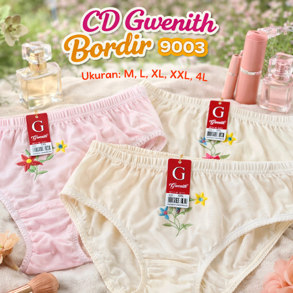 CD Wanita Gwenith Bordir | Celana Dalam wanita murah BAHAN TEBAL | Karet Bungkus | Jumbo Size