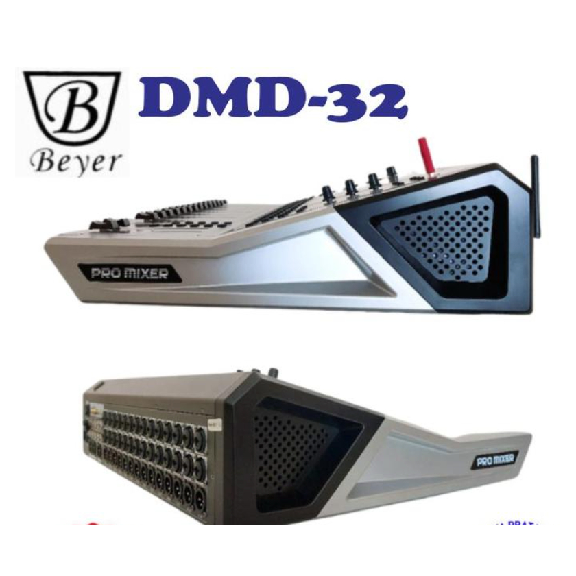 (FREE PAKING KAYU) Mixer Audio Digital Beyer DMD32 / DMD-32 Hitam Perak Layar LCD Dengan Banyak Fader Dan Tombol