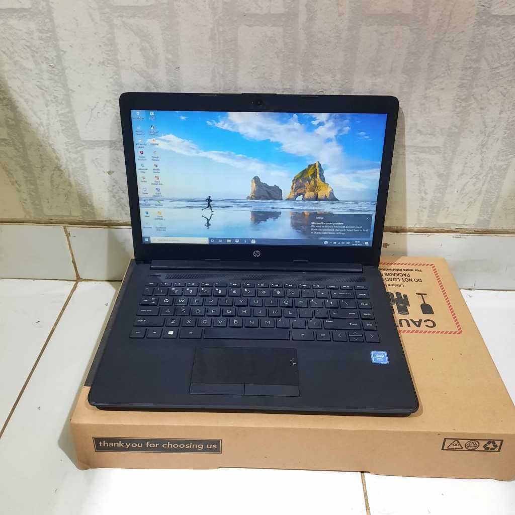 Laptop Hp 14-ck0012TU, Celeron-N4000, Intel UHD Graphics 600, Ram 4/500Gb, Slim, Lengkap, Mulus, Bla