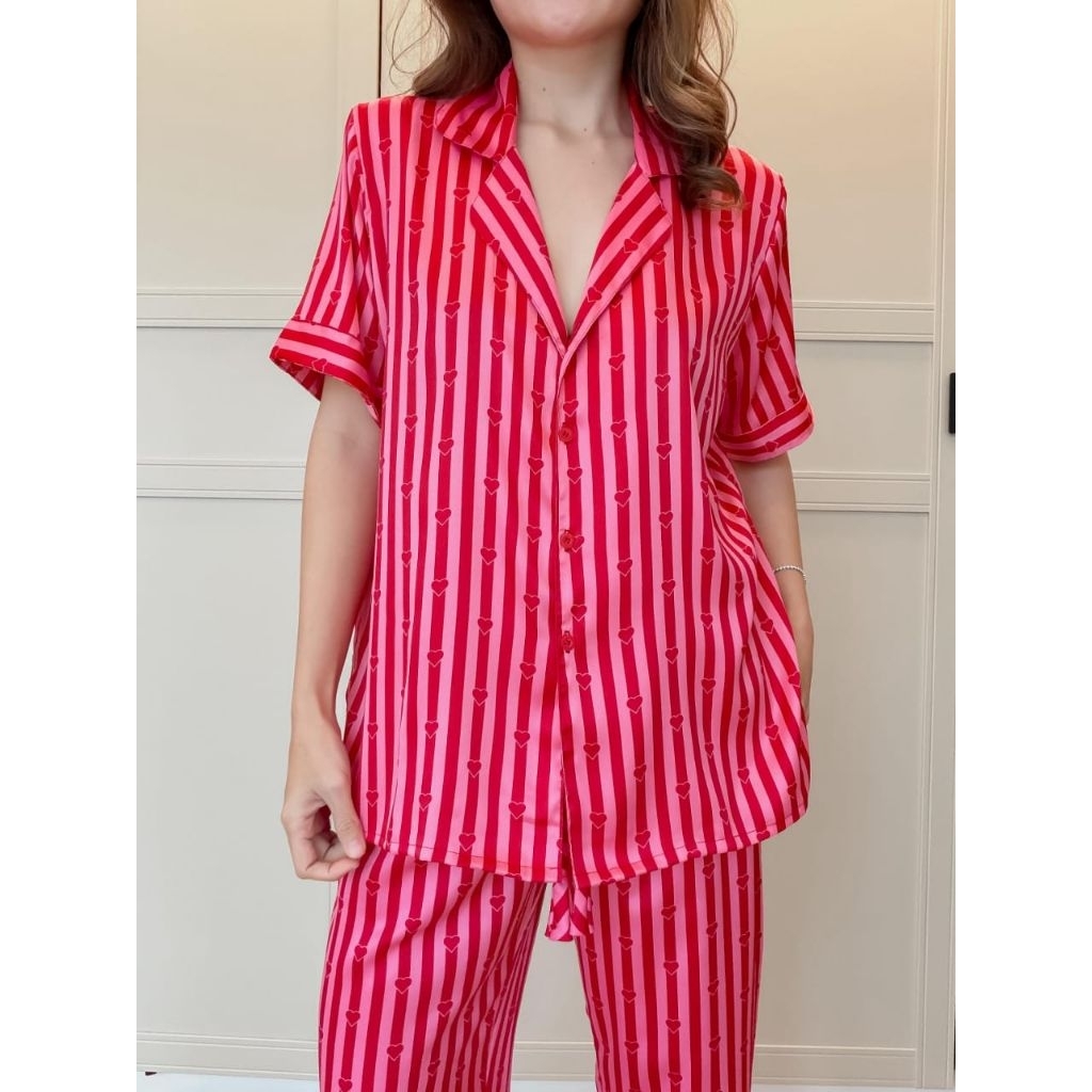 Piyama Motif Bunga Bahan Silk