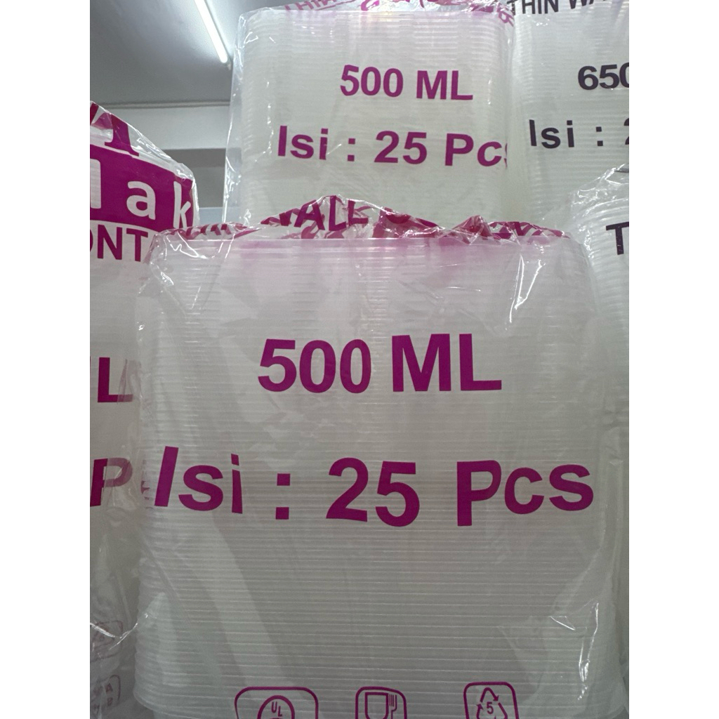 Thin Wall 500 ml Kotak + Tutup 25 Pcs