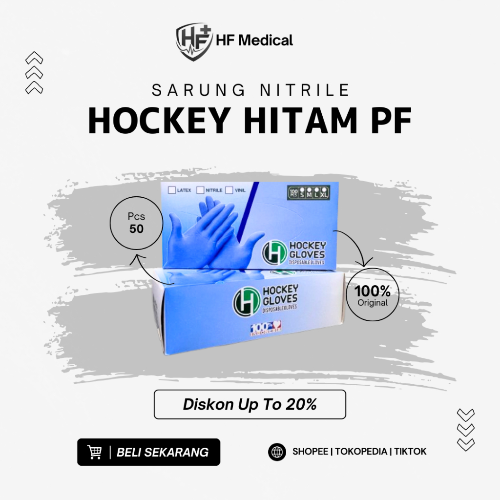 Hockey Nitrile Gloves Hitam Powder Free 50 Pcs – Disposable Gloves