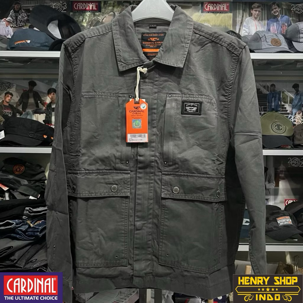 Cardinal Kanvas Jaket Kanvas Parasut Pria Bahan Tebal Ukuran S Hingga XXXL