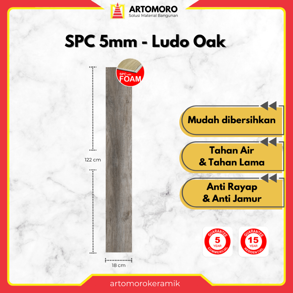 SPC 5mm (with IXPE foam) Ludo Oak - KIA | Stone Plastic Composite | Lantai Vinyl Kayu - Click & Lock
