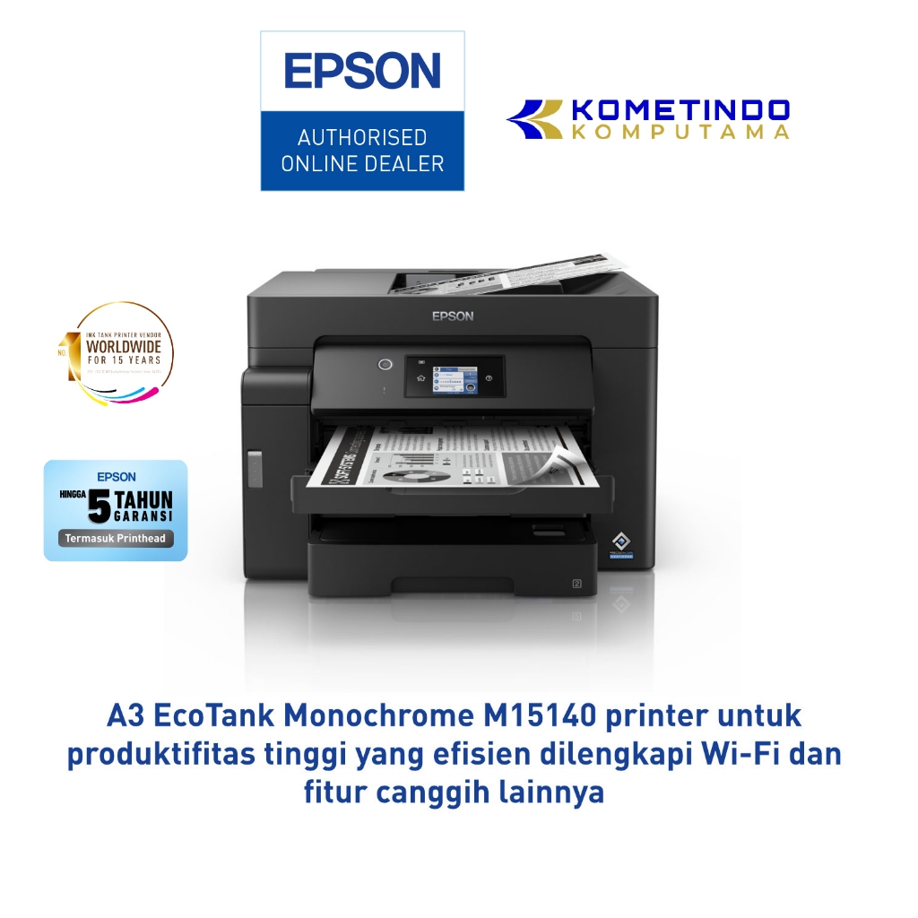 Epson - TKDN M15140 (Print, Scan, Copy, LAN, Duplex, Wi-Fi Direct, ADF) - Epson EcoTank Monochrome M