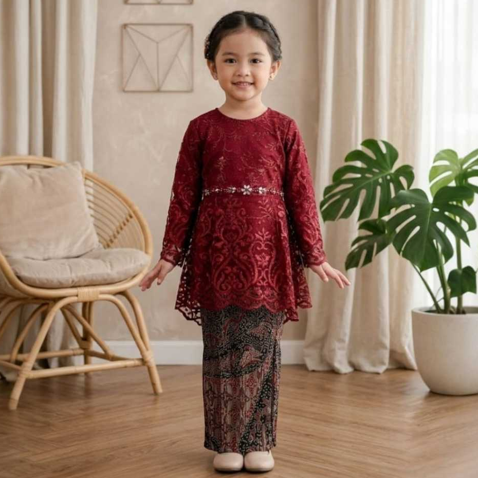 kebaya anak setelan kondangan kekinian set bawahan batik outfit kekinian