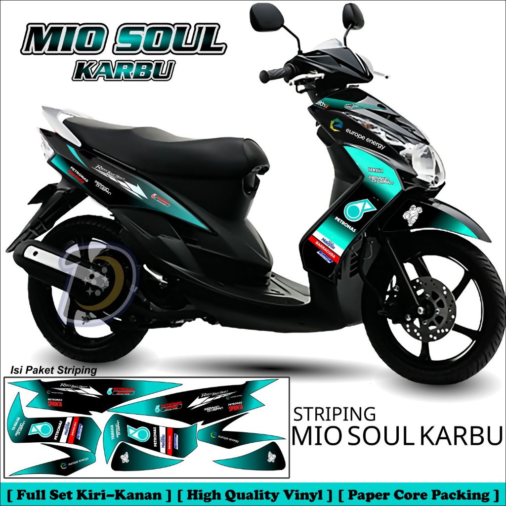 Striping Mio Soul Karbu Stiker Motor Mio Soul Karbu Striping Lis Yamaha Mio Soul Petronas