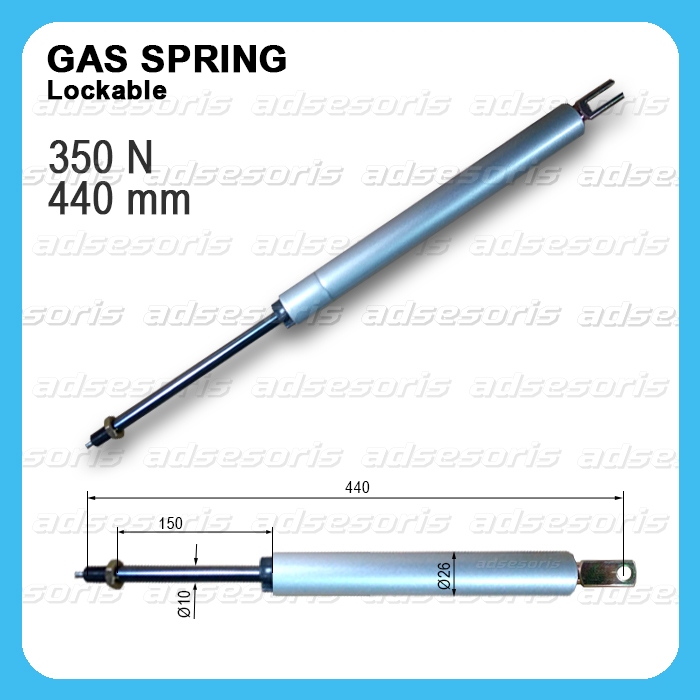 Gas Spring 440mm 350N Lockable Panjang 440 mm Kekuatan 350 Newton