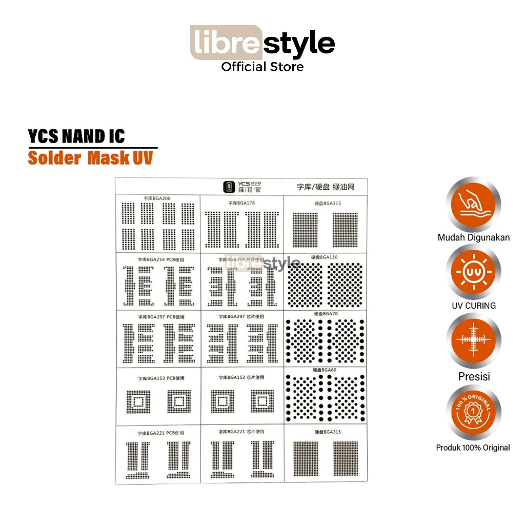 YCS NAND SOLDER MASK INK STENCIL ORIGINAL - Tools Bantuan Untuk Perbaikan CPU IP - Screen IC UV Serv