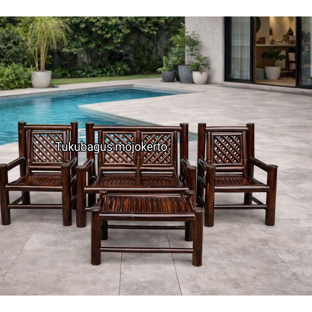 kursi bambu set mjk