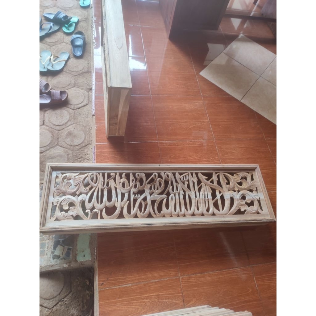 loster ukir kaligrafi kayu jati asli