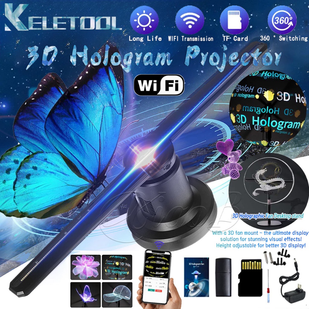 <COD> Proyektor Kipas Hologram 3D LED Fan Hologram Display Kipas Hologram Animasi 3 Dimensi Mesin Ik