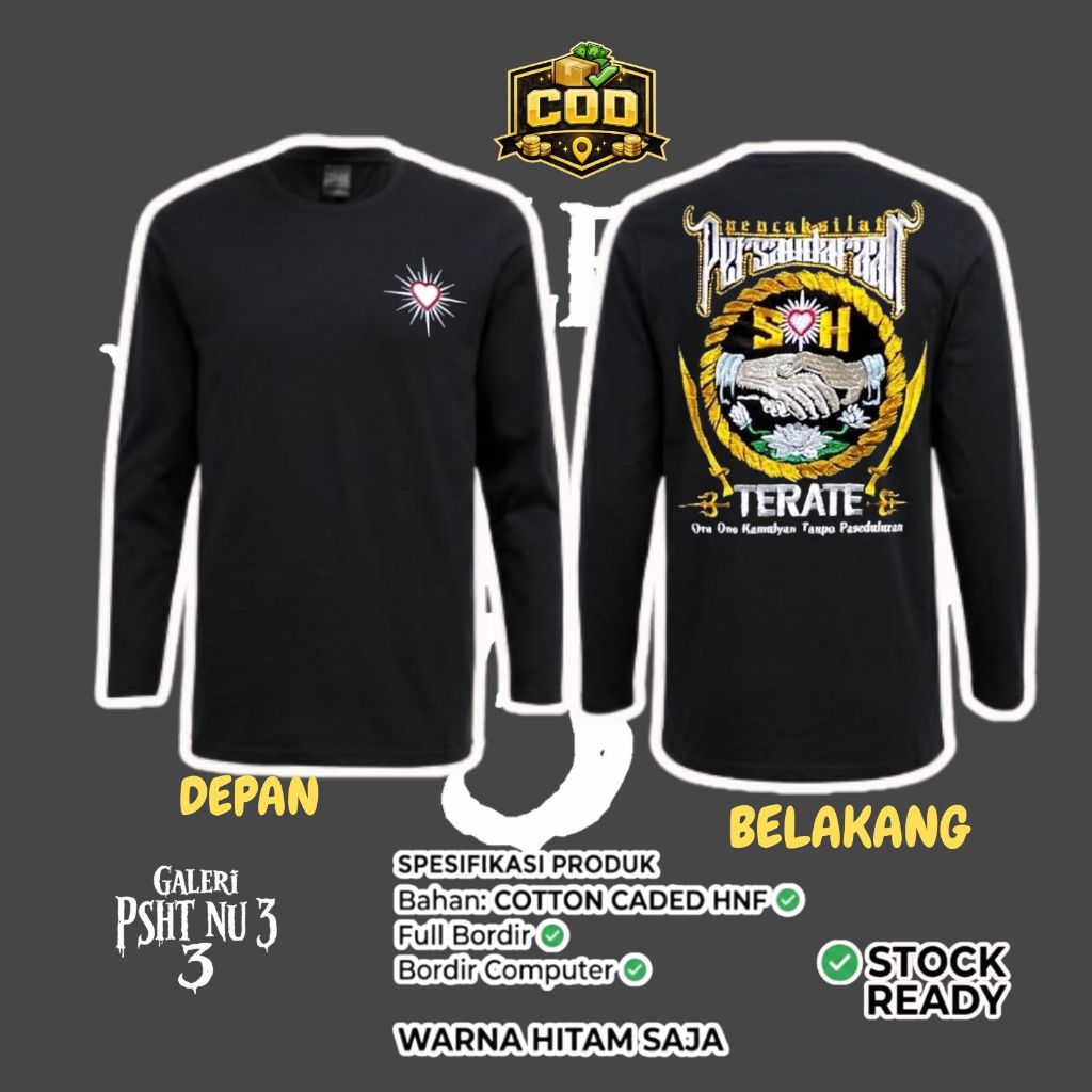 Kaos Warga Psht - Kaos Full Bordir Lengan Panjang Keren- Kaos Psht