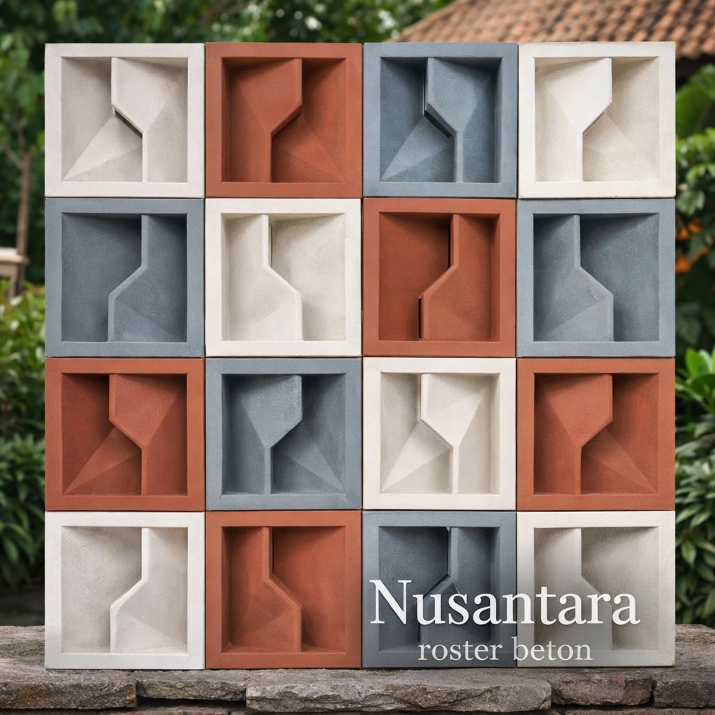 Roster beton minimalis motif petir 2sisi | Roster beton anti tampias kualitas super - Abu-abu