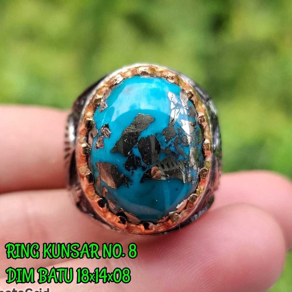 Cincin Batu Pirus Persia Iran Ring Kunsar / Pirus Badar / Pirus Logam