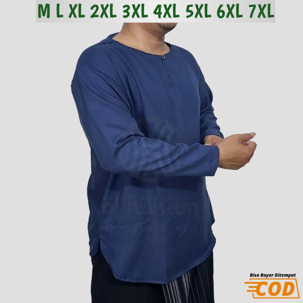 Baju koko kurta tanpa kerah katun madina Premium pria jumbo bigsize oversize m l xl xxl xxxl 3xl 4xl
