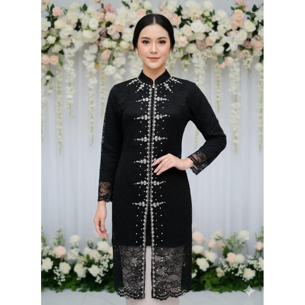 Stelan tunik brolat melayu // Baju tunik brokat payet // Atasan tunik brokat // Kebaya melayu // Keb