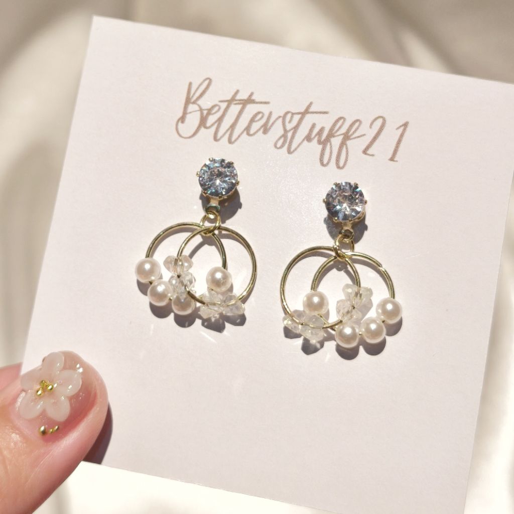 Betterstuff21 - Anting Vini / Anting Lingkaran Berlian / Anting Korea / Anting Kecil / Anting Korea