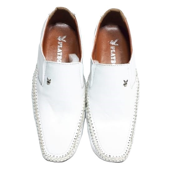 Sepatu Formal Pria Kulit Asli | Pantopel Putih Elegan | Pantofel Kerja Jumbo Nyaman, Awet Anti Slip