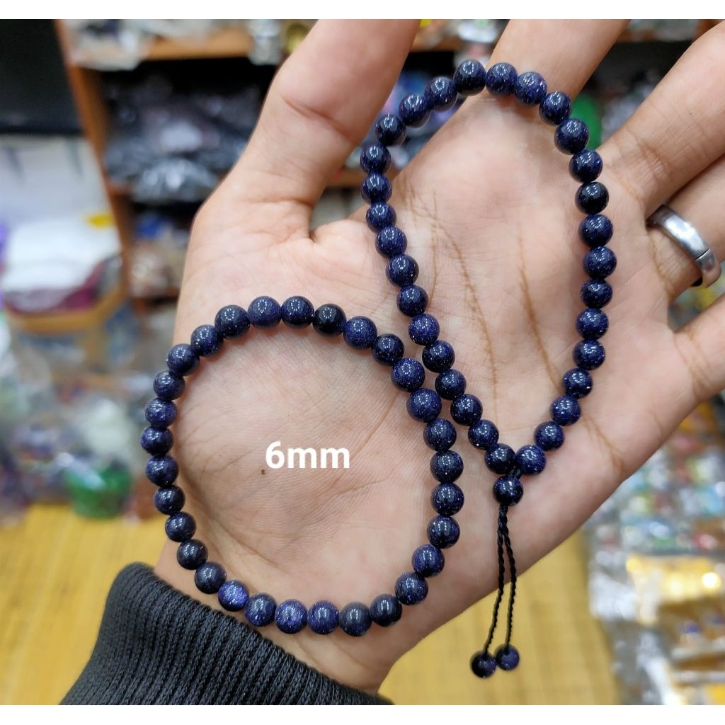 GROSIR Gelang Kesehatan Batu Pasir Mas Biru 6mm - Kwalitas terbaik Batu Pasir mas Biru Asli